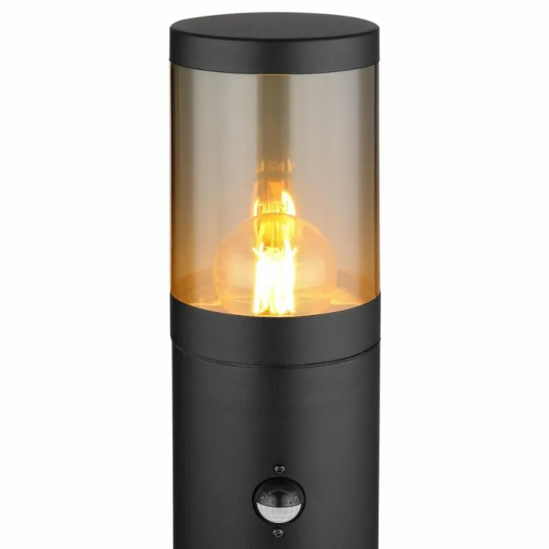 Suspension Verre Fumé-Luminaires Globo Lighting Borne lumineuse Globo XELOO Noir, 1 lumière, Détecteur de mouvement