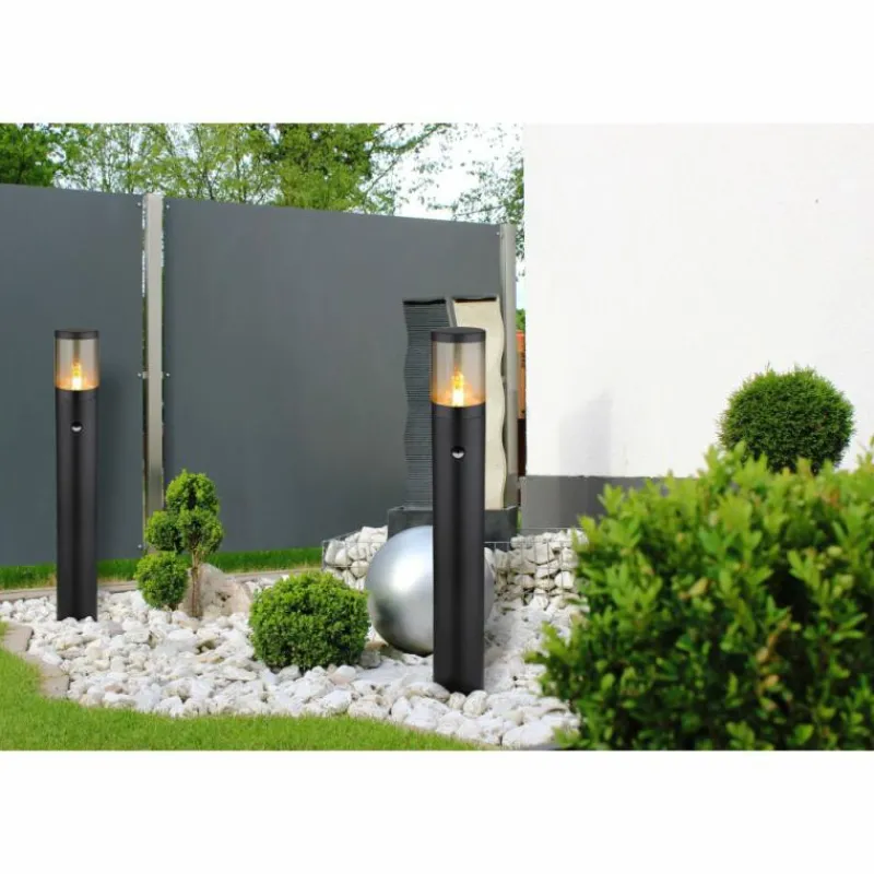 Suspension Verre Fumé-Luminaires Globo Lighting Borne lumineuse Globo XELOO Noir, 1 lumière, Détecteur de mouvement