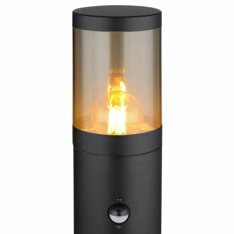 Suspension Verre Fumé-Luminaires Globo Lighting Borne lumineuse Globo XELOO Noir, 1 lumière, Détecteur de mouvement