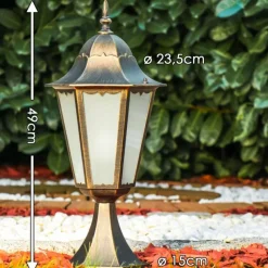 Luminaires Rustiques-hofstein Borne lumineuse Hongkong Frost Bronze, Or, 1 lumière