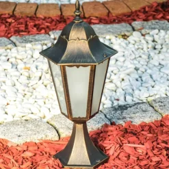 Luminaires Rustiques-hofstein Borne lumineuse Hongkong Frost Bronze, Or, 1 lumière