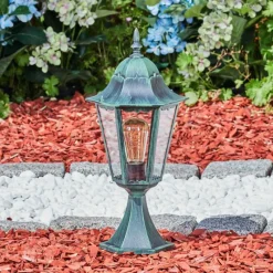 Luminaires Rustiques-hofstein Borne lumineuse Hongkong Vert, Noir, 1 lumière