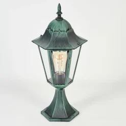 Luminaires Rustiques-hofstein Borne lumineuse Hongkong Vert, Noir, 1 lumière