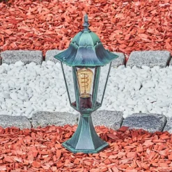 Luminaires Rustiques-hofstein Borne lumineuse Hongkong Vert, Noir, 1 lumière