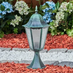 Luminaires Rustiques-hofstein Borne lumineuse Hongkong Vert, Noir, 1 lumière