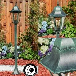 Luminaires Rustiques-hofstein Borne lumineuse Hongkong Vert, Noir, 1 lumière