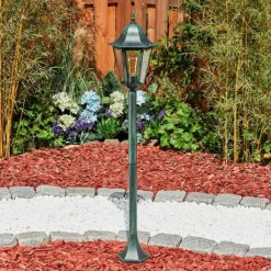 Luminaires Rustiques-hofstein Borne lumineuse Hongkong Vert, Noir, 1 lumière