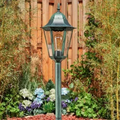 Luminaires Rustiques-hofstein Borne lumineuse Hongkong Vert, Noir, 1 lumière