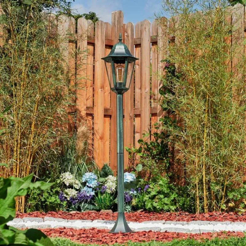 Luminaires Rustiques-hofstein Borne lumineuse Hongkong Vert, Noir, 1 lumière