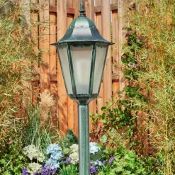 Luminaires Rustiques-hofstein Borne lumineuse Hongkong Vert, Noir, 1 lumière