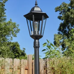 Luminaires Rustiques-hofstein Borne lumineuse Hongkong Noir, 1 lumière