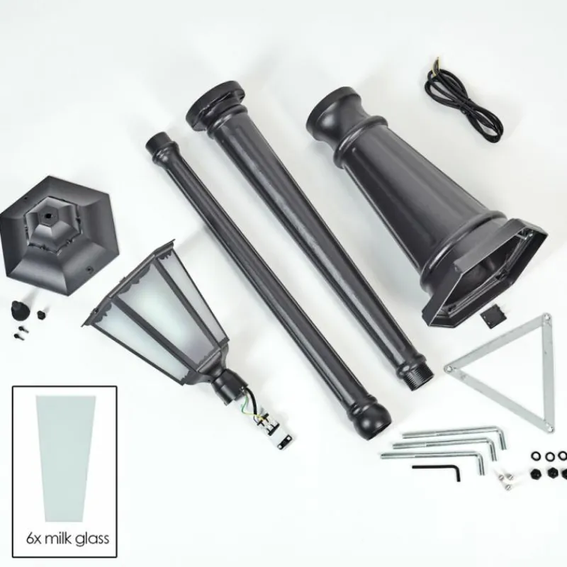 Luminaires Rustiques-hofstein Borne lumineuse Hongkong Noir, 1 lumière