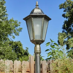 Luminaires Rustiques-hofstein Borne lumineuse Hongkong Or, Noir, 1 lumière