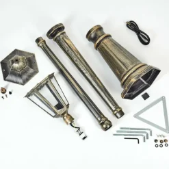 Luminaires Rustiques-hofstein Borne lumineuse Hongkong Brun, Or, 1 lumière