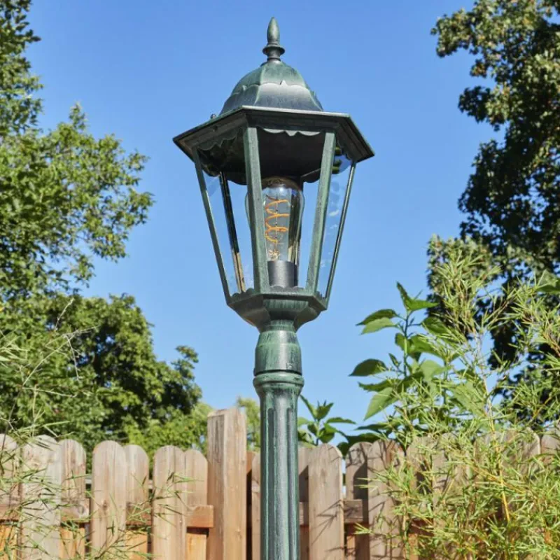 Luminaires Rustiques-hofstein Borne lumineuse Hongkong Vert, Noir, 1 lumière