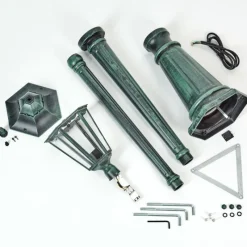 Luminaires Rustiques-hofstein Borne lumineuse Hongkong Vert, Noir, 1 lumière