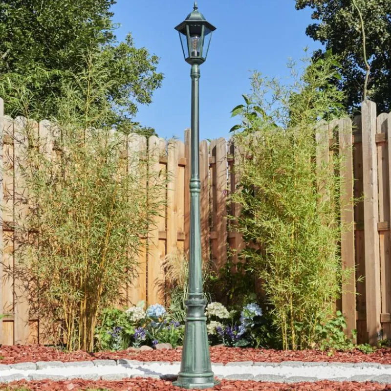 Luminaires Rustiques-hofstein Borne lumineuse Hongkong Vert, Noir, 1 lumière