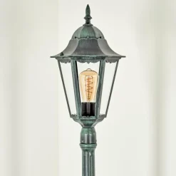 Luminaires Rustiques-hofstein Borne lumineuse Hongkong Vert, Noir, 1 lumière