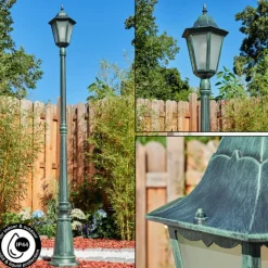 Luminaires Rustiques-hofstein Borne lumineuse Hongkong Vert, Noir, 1 lumière