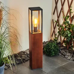Lampes En Bois-hofstein Borne lumineuse Kiwalik Bois foncé, Noir, 1 lumière