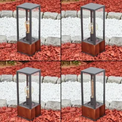 Lampes En Bois-hofstein Borne lumineuse Kiwalik Bois foncé, Noir, 1 lumière