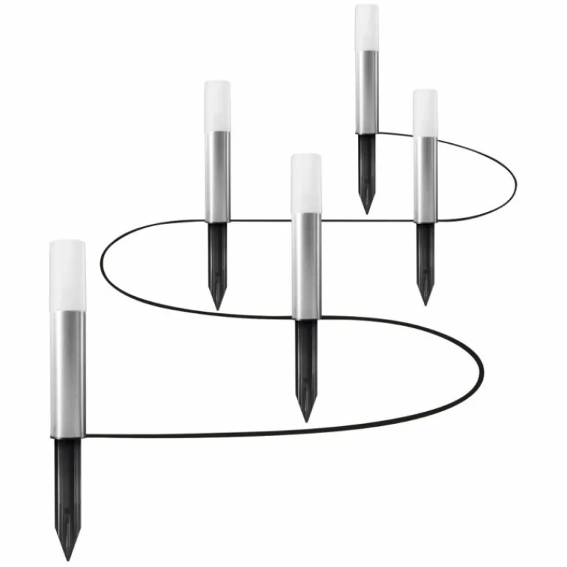 Luminaires Ledvance Borne lumineuse LEDVANCE GARDEN POLE Acier inoxydable, 1 lumière, Changeur de couleurs