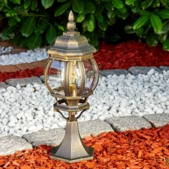 Luminaires Rustiques-hofstein Borne lumineuse Lentua Brun doré, 1 lumière