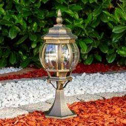 Luminaires Rustiques-hofstein Borne lumineuse Lentua Brun doré, 1 lumière