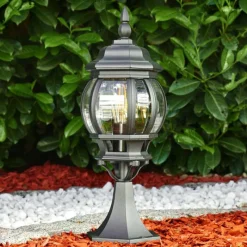 Luminaires Rustiques-hofstein Borne lumineuse Lentua Noir, 1 lumière