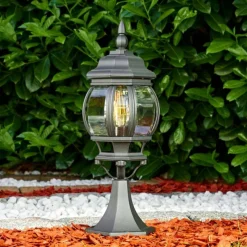 Luminaires Rustiques-hofstein Borne lumineuse Lentua Noir, 1 lumière