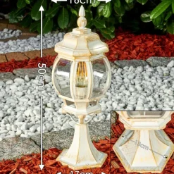 Luminaires Rustiques-hofstein Borne lumineuse Lentua Or, Blanc, 1 lumière