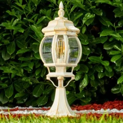 Luminaires Rustiques-hofstein Borne lumineuse Lentua Or, Blanc, 1 lumière