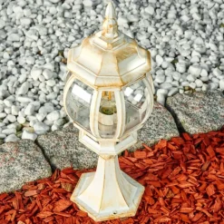 Luminaires Rustiques-hofstein Borne lumineuse Lentua Or, Blanc, 1 lumière