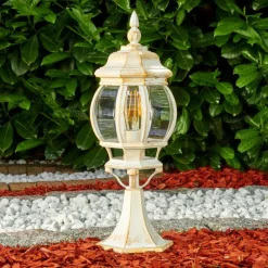 Luminaires Rustiques-hofstein Borne lumineuse Lentua Or, Blanc, 1 lumière