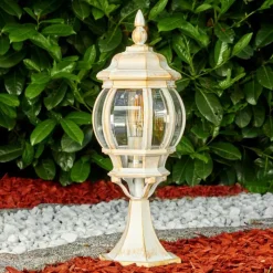 Luminaires Rustiques-hofstein Borne lumineuse Lentua Or, Blanc, 1 lumière