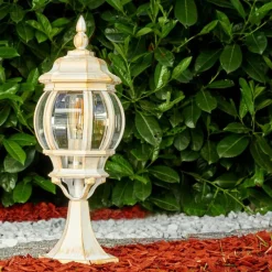 Luminaires Rustiques-hofstein Borne lumineuse Lentua Or, Blanc, 1 lumière