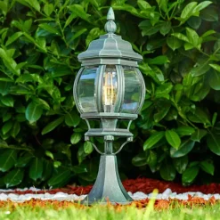 Luminaires Rustiques-hofstein Borne lumineuse Lentua Vert, Noir, 1 lumière