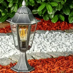 Luminaires Rustiques-hofstein Borne lumineuse Lignac Noir, Argenté, 1 lumière