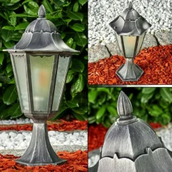 Luminaires Rustiques-hofstein Borne lumineuse Lignac Noir, Argenté, 1 lumière