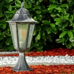 Luminaires Rustiques-hofstein Borne lumineuse Lignac Noir, Argenté, 1 lumière