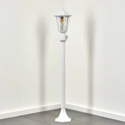 Luminaires Rustiques-hofstein Borne lumineuse Loria Blanc, 1 lumière, Détecteur de mouvement