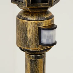 Luminaires Rustiques-hofstein Borne lumineuse Loria Brun, Or, Noir, 1 lumière, Détecteur de mouvement