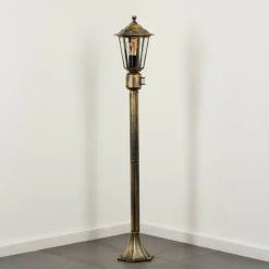 Luminaires Rustiques-hofstein Borne lumineuse Loria Brun, Or, Noir, 1 lumière, Détecteur de mouvement