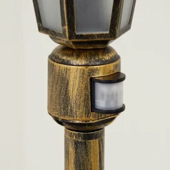 Luminaires Rustiques-hofstein Borne lumineuse Loria Brun, Or, Noir, 1 lumière, Détecteur de mouvement