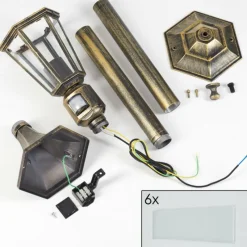 Luminaires Rustiques-hofstein Borne lumineuse Loria Brun, Or, Noir, 1 lumière, Détecteur de mouvement