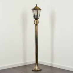 Luminaires Rustiques-hofstein Borne lumineuse Loria Brun, Or, Noir, 1 lumière, Détecteur de mouvement