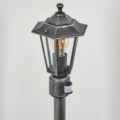 Luminaires Rustiques-hofstein Borne lumineuse Loria Noir, Argenté, 1 lumière, Détecteur de mouvement