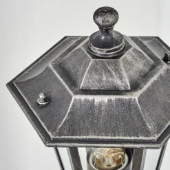 Luminaires Rustiques-hofstein Borne lumineuse Loria Noir, Argenté, 1 lumière, Détecteur de mouvement