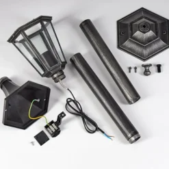 Luminaires Rustiques-hofstein Borne lumineuse Loria Noir, Argenté, 1 lumière