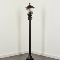 Luminaires Rustiques-hofstein Borne lumineuse Loria Noir, 1 lumière, Détecteur de mouvement